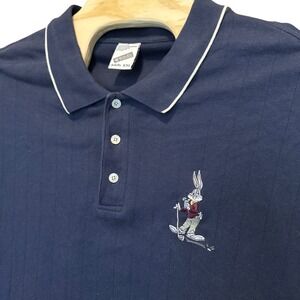 VTG Warner Bros Bugs Bunny Golf Polo Shirt XXL Embroidered Looney Tunes 90s